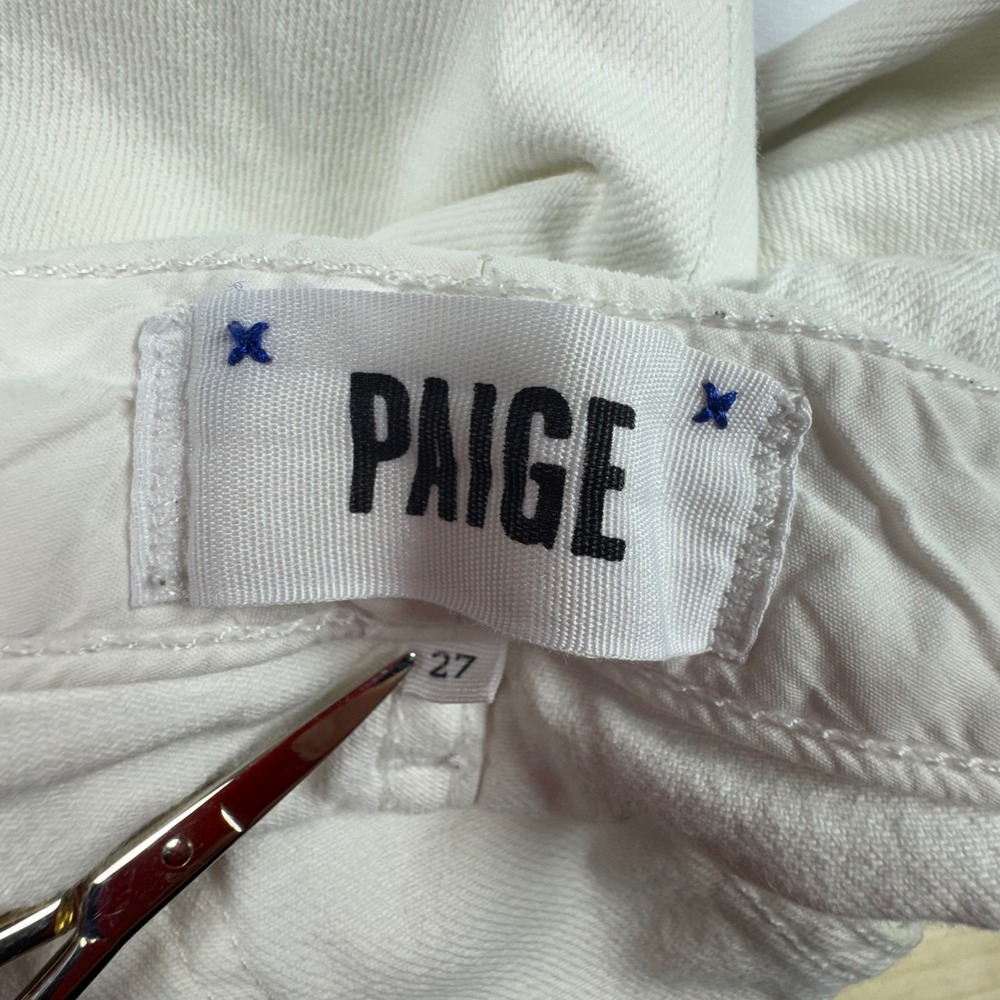Paige Kylie Crop White Straight Leg Jeans Side Slit Denim Womens Size 27 - Picture 8 of 8